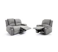 RELAXXO - Ensemble canapé relax manuel LEO 2 places + fauteuil manuel en microfibre - Gris