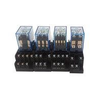 Relay 1 pièce, 8-11-14 broches, petit relais intermédiaire électromagnétique, AC 5/10 A 250 V, bobine, DPDT, avec base de douille, avec indicateur lumineux (My3nj 11 broches, DC 220 V)