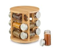 Relaydays Tourniquet à épices, en Bambou, 12 Pots, Support Rotatif à 360°, H x D : 21 x 21 cm, Nature