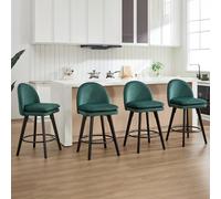 Relbiety Tabouret de Bar Lot de 4 Chaise de Bar Rotative à 360° avec Repose-Pieds,Tabourets de Cuisine en Velours avec Pieds en Bois Capacité de Charge 150 kg,Vert