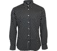 Relco Hommes Noir Violet Moutarde à Pois Chemise Manches Longues Col Bouton