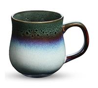 RELEDESA 450ml Grande Tasse à café en céramique, Tasse à thé porcelaine faite à main en vitrage du four pour le bureau et la maison, Grande poignée, Micro-ondes et lave-vaisselle sécurité (Ink Green)