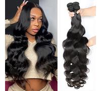 Releek Lot de 4 trames de cheveux humains ondulés 100 % non traités brésiliens ondulés 45,7 cm, 50,8 cm, 55,9 cm, 61 cm, noir naturel