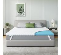Releep Surmatelas 90x200x7,5cm Mémoire Forme Gel Réversible,Housse Lavable | Surmatelas Gel Rafraîchissant, 5 Zones de Soutien, Dessous Antidérapant avec Sangles Élastiques, Certifié OEKO-TEX & CertiPUR