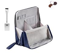 Relevanton Standing Makeup Bag,Doresty Bag Standing Makeup Bag - Portable, Large Capacity,Travel Cosmetic Bag,Multi-Purpose Oxford Cloth,Make up Bag with Compartments,for Girls Women (Navy)