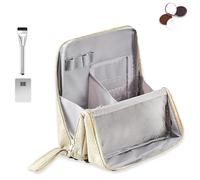 Relevanton Standing Makeup Bag,Doresty Bag Standing Makeup Bag - Portable, Large Capacity,Travel Cosmetic Bag,Multi-Purpose Oxford Cloth,Make up Bag with Compartments,for Girls Women (Beige)