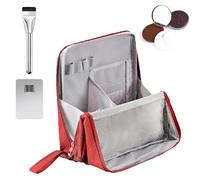 Relevanton Standing Makeup Bag,Doresty Bag Standing Makeup Bag - Portable, Large Capacity,Travel Cosmetic Bag,Multi-Purpose Oxford Cloth,Make up Bag with Compartments,for Girls Women (Red)