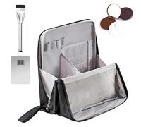 Relevanton Standing Makeup Bag,Doresty Bag Standing Makeup Bag - Portable, Large Capacity,Travel Cosmetic Bag,Multi-Purpose Oxford Cloth,Make up Bag with Compartments,for Girls Women (Black)