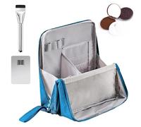 Relevanton Standing Makeup Bag,Doresty Bag Standing Makeup Bag - Portable, Large Capacity,Travel Cosmetic Bag,Multi-Purpose Oxford Cloth,Make up Bag with Compartments,for Girls Women (Blue)