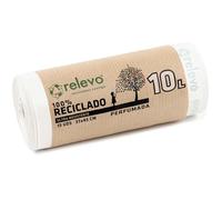 Relevo Petits Sacs Poubelle Blancs avec Liens Coulissants - 10L (Largeur 37 cm × Hauteur 45 cm), 15 Sacs par Rouleau | Parfumés et Extra Résistants | 100% PEBD Recyclé | Certifié Blue Angel