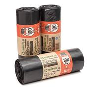 Relevo Sacs Poubelle Noirs Professionnels Haute Résistance - 150L (Largeur 80 cm × Hauteur 110 cm), 30 Sacs (3 Rouleaux × 10 Sacs) | Extra Résistants | 75 µm (Microns) | 100% PEBD Recyclé