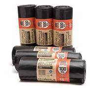 Relevo Sacs Poubelle Noirs Professionnels Haute Résistance - 150L (Largeur 80 cm × Hauteur 110 cm), 60 Sacs (6 Rouleaux × 10 Sacs) | Extra Résistants | 75 µm (Microns) | 100% PEBD Recyclé