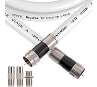 RELIAGINT Câble coaxial RG6 blanc de 15,2 m avec connecteur F, adaptateur d'extension femelle F81, faible perte de câble coaxial haute vitesse pour TV HD, parabolique, satellite, antenne de 15,2 m