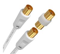 Reliagint Pure Copper TV Aerial Cable Double Shielded for Strong Signal Straight or Right Angle Female to Female Adapter Included Fireproof Antenna Connectors 0.5m