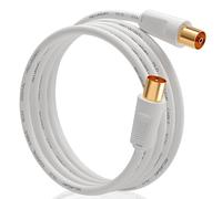 RELIAGINT RL Flex Câble d'antenne TV coaxial mâle/femelle, conducteur en cuivre pur, faible atténuation, 75 ohms, pour télévision par câble, antenne et satellite (DVB-T2/C/S/S2) (blanc)