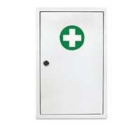 Reliance Medical Armoire de premiers secours murale en métal Sofia blanche pour ranger les fournitures dans 2 compartiments spacieux - contient un verrou de sécurité fourni avec un jeu de 2 clés.