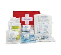 Reliance Medical Kit de premiers secours pour véhicule - Sac rouge compact pour urgences routières, traite les coupures et les entorses, idéal pour les voitures, motos et véhicules d'entreprise, boîte