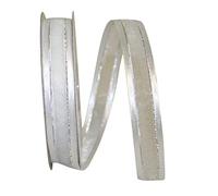 Reliant Ribbon 25205-981-03J Ruban métallique à Bord satiné Blanc/argenté 5/8 x 25 m