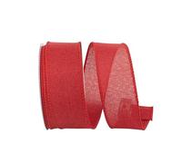 Reliant Ribbon 92573W-065-09F Ruban en lin à bords métalliques, 3,8 cm x 9,1 m, rouge