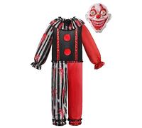 ReliBeauty Clown Tueur Déguisement Enfant Halloween Costume pour Garçon Fille avec Masque,120