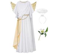ReliBeauty Costume d'Ange pour Enfant avec Ailes, Auréole et Lys Artificiel,120