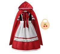 ReliBeauty Costume rouge pour enfants, cape rouge et sac à main, costumes de carnaval pour enfants, cosplay,130