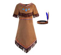ReliBeauty Déguisement d’indienne pour fille, marron, 12-14/160