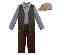 ReliBeauty Déguisement Déguisement Victorien Enfant garcon de 3 à 12 ans 4 pièces avec chapeau Déguisement Medieval Paysan Enfant, 150