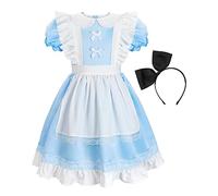 ReliBeauty Déguisement Filles du Pays des Merveilles Enfant avec Bandeau 3-4ans, 100