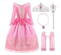 ReliBeauty Fille Robe de Princesse pour Enfant Déguisement Costume de Conte de Fée Tenue Cosplay Noël, avec Accessoires,6-8ans/114-126cm(Étiquette130)