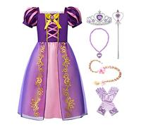 ReliBeauty Petites Filles Robe de Princesse Manches Juliettes Costume Violet,8-9ans/126-134cm(Étiquette140)