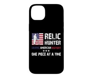 Relic Hunter Détecteur de métaux Chasse au trésor Drapeau US Coque pour iPhone 14 Plus