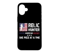 Relic Hunter Détecteur de métaux Chasse au trésor Drapeau US Coque pour iPhone 16 Plus