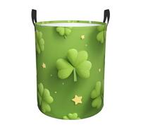 Relief Clover Panier à linge rond avec poignées, panier à linge durable et pliable, pour chambre à coucher, jouets et organisation de la maison
