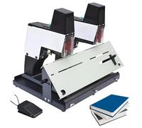Relieuse automatique à cheval, agrafeuse électrique robuste pour relier les livres et les livres, agrafeuse rapide, agrafeuses double tête avec pédale, 2000 agrafes incluses