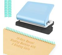 Relieuse manuelle à 10 trous pour bureau et étude - Portable A4/30 trous, B5/26 trous, perforatrice A5/20 trous, 8 feuilles métalliques avec 2 bobines de reliure, bleu