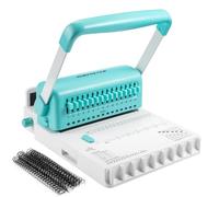 Relieuse professionnelle à pas 2:1 avec 15 matrices désengagables - Capacité de perforation de 20 à 25 feuilles, kit de reliure portable avec 10 fils de 1,6 cm, parfaite pour les cahiers, journaux