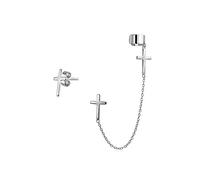 Religieux Croix Oreille Lobe Cartilage Boucle D’Oreille Clip Sur Hélice Linéaire Long Wrap Chaîne Oreille Manchette Stud Boucle D’Oreille Ensemble 925 Argent Sterling