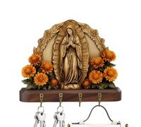 religieux en bois | Support mural à 4 crochets pour porte-serviettes, chapeau, entrée, chambre à coucher, salle de bain, cuisine, couloir, garage
