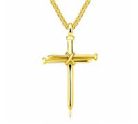 Religieux Nail Croix Collier pour Hommes Femmes Jésus Christ Pendentifs Or Couleur Titane Acier Boîte Lien Chaîne Mâle Cadeau