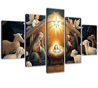 Religion Diamond Painting Adulte, 5 Pièces Broderie Diamant Painting Kit Complet Débutants, 5d Diamond Art Animal, Grands Canvases 150x75cm Activité Manuelle Adulte, Pour Decoration Chambre 0b-28