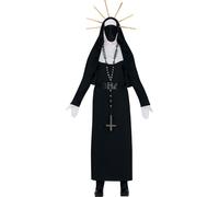 Religion Halloween Masque Saint Costume Set Adulte Mardi Gras Carnaval Nonne, Taille : 42 - 44 (L) Couleur : Noir