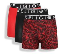 Religion Lot de 3 boxers en coton pour homme, doux, sans étiquette, respirants, avec taille élastique, tailles S à XXL, Rgn16 / Assortis, L