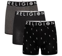 Religion Lot de 3 boxers en coton pour homme, doux, sans étiquette, respirants, avec taille élastique, tailles S à XXL, Rgn13 / Assortis, M