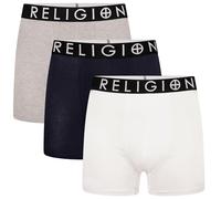 Religion - Lot de 3 boxers en coton sans étiquette pour homme, S, M, L, XL, XXL, Rgn05 / Assortis, L