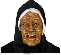 Religion Masque d'horreur Halloween Horreur Masque d'horreur Moine Rituel sombre Traits du visage inquiétants Réaliste Création effrayante Halloween Culte thématique, couleur : Beige