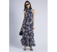 Religion Religion Animal Taylor Halterneck Maxi Dress In Grey & Lilac Leopard Spot Print Animal 14