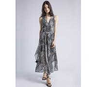 Religion Religion Black Aida Midi Dress In Snake Skin Print With Handkerchief Hem Black 36