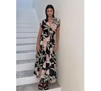 Religion Religion Black Anja Wrap 2 Way Maxi Dress In Soft Floral On Georgette Black 8