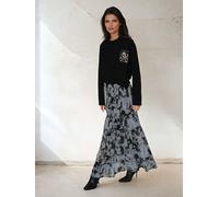 Religion Religion Black Citrine Tiered Maxi Skirt In Dark Abstract Print Black 36